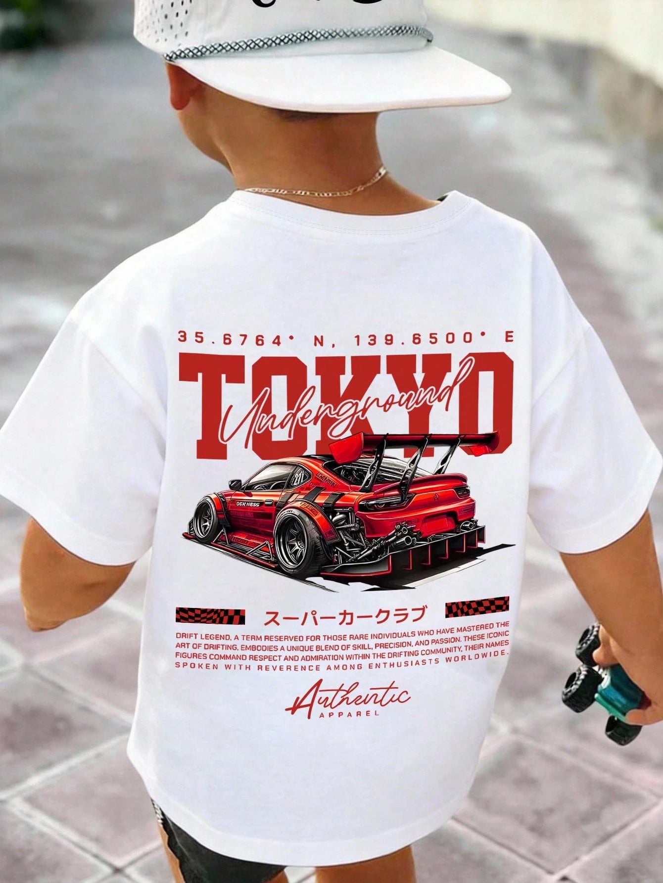 Baby Boy Casual Loose Comfortable Retro Car, Cartoon, Graffiti, English Letter Printed Short Sleeve Top, Suitable For Summer