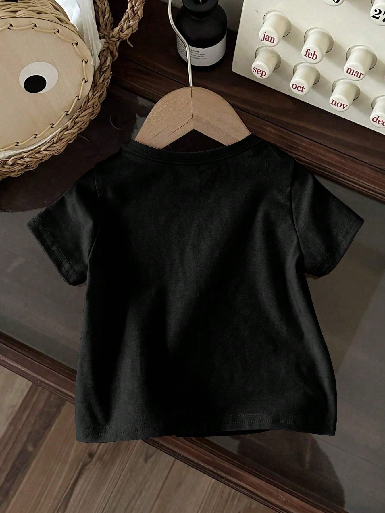 Baby Boy Casual Simple Cross Printed Round Neck Fun And Cute Top, Spring And Summer Collection