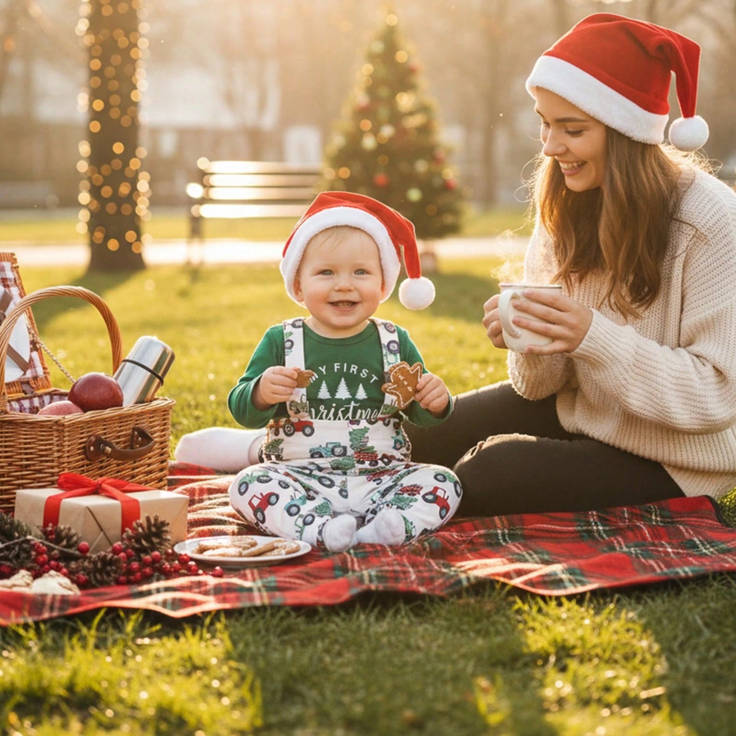 Baby Boy Christmas Outfit, Long Sleeve Dots Printed Bow Tie Romper With Overall Pants And Hat Infant Outfit