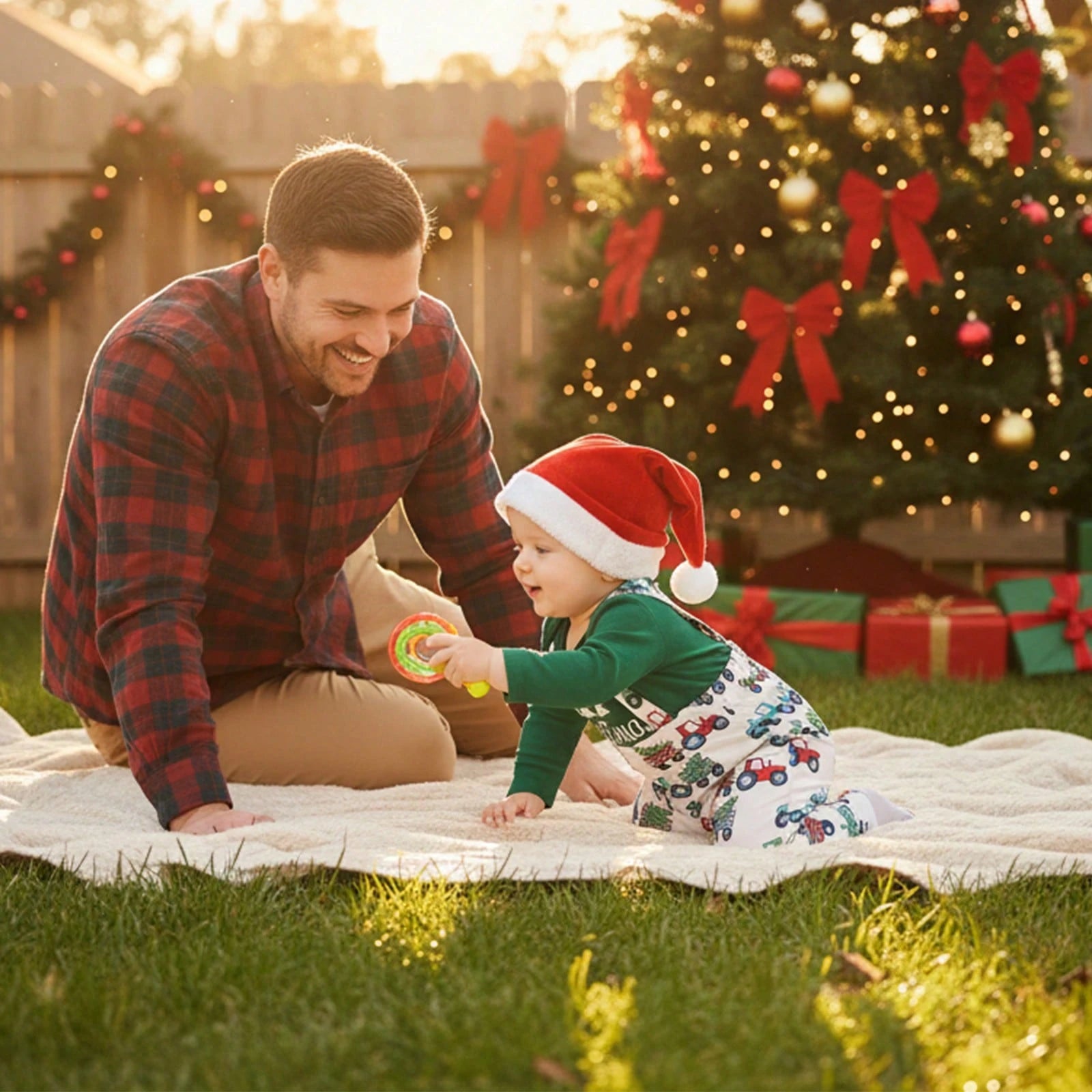 Baby Boy Christmas Outfit, Long Sleeve Dots Printed Bow Tie Romper With Overall Pants And Hat Infant Outfit