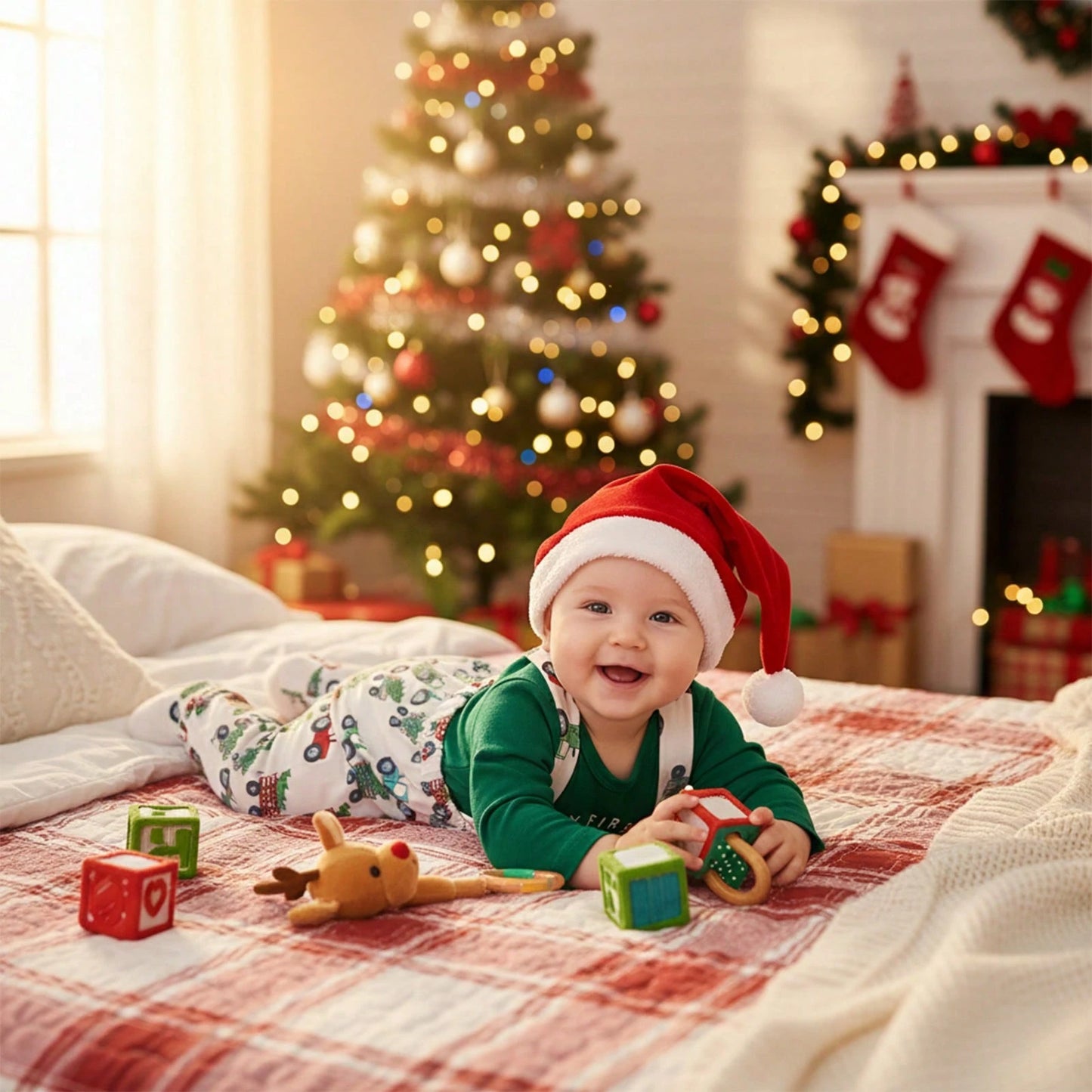 Baby Boy Christmas Outfit, Long Sleeve Dots Printed Bow Tie Romper With Overall Pants And Hat Infant Outfit