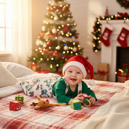 Baby Boy Christmas Outfit, Long Sleeve Dots Printed Bow Tie Romper With Overall Pants And Hat Infant Outfit