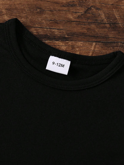 Baby Boy Funny Letter Print Short Sleeve T-Shirt, Summer