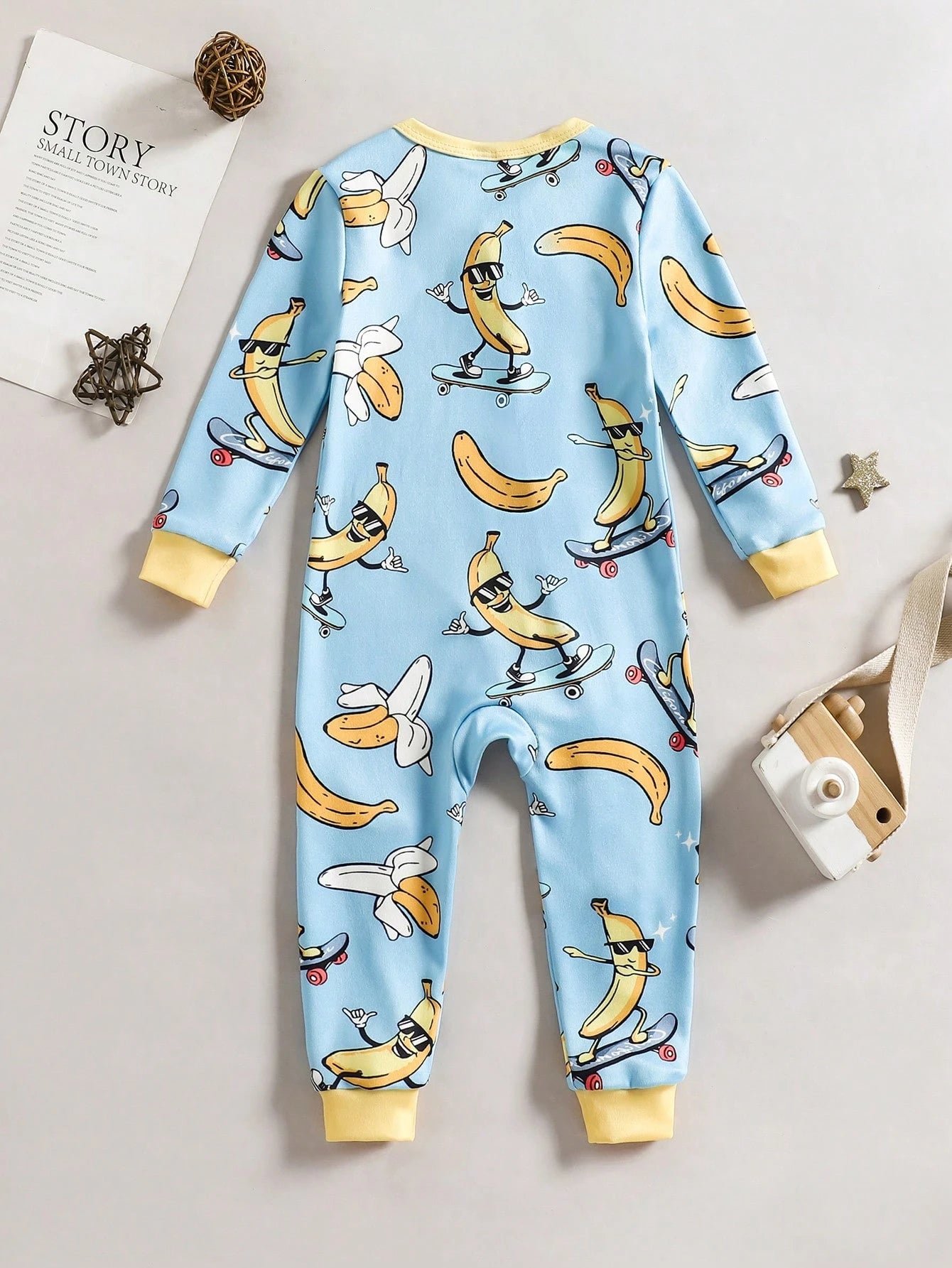 Baby Boy Knitted Crew Neck Long Sleeve Jumpsuit With Playful Pattern, Casual Loungewear For Spring/Summer