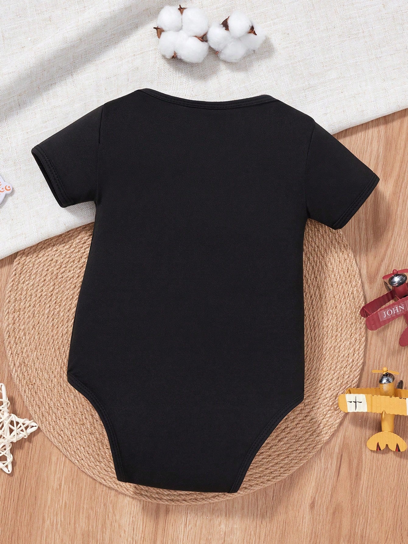 Baby Boy's Fun Slogan & Letter Print Short Sleeve Bodysuit