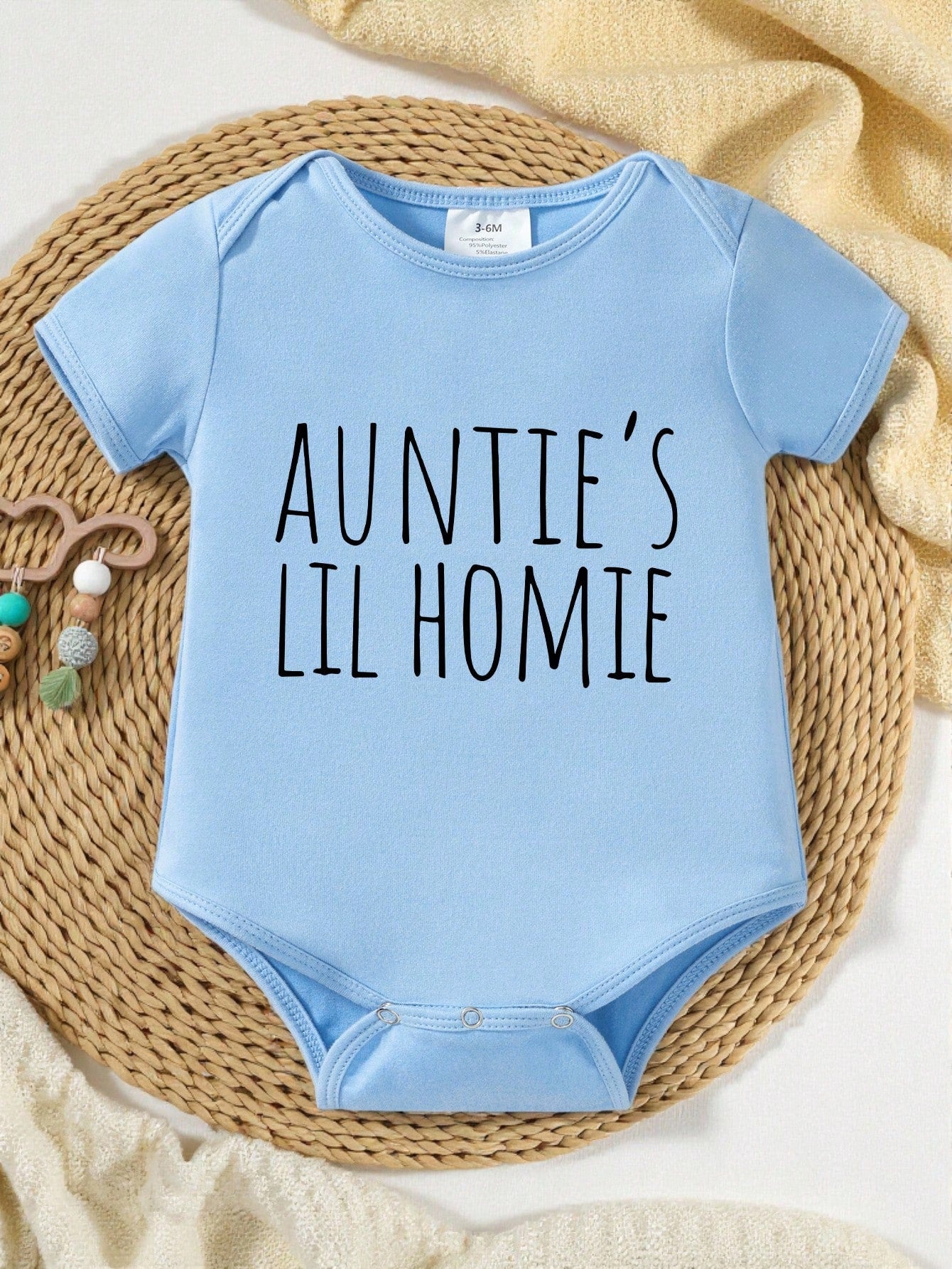 Baby Boy's Fun Slogan & Letter Print Short Sleeve Bodysuit
