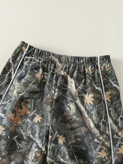 Baby Boy Summer Casual Street Camo Leaf Print Wide Leg Pants