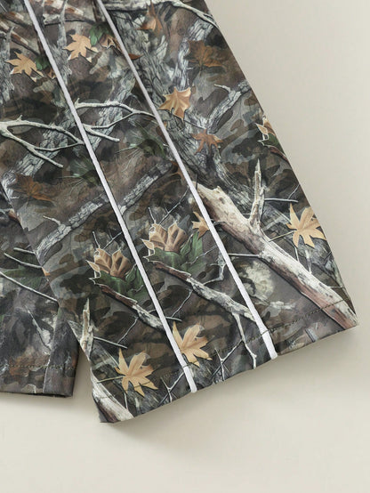 Baby Boy Summer Casual Street Camo Leaf Print Wide Leg Pants