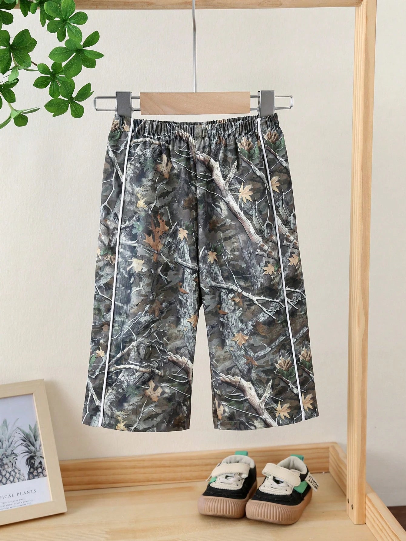 Baby Boy Summer Casual Street Camo Leaf Print Wide Leg Pants