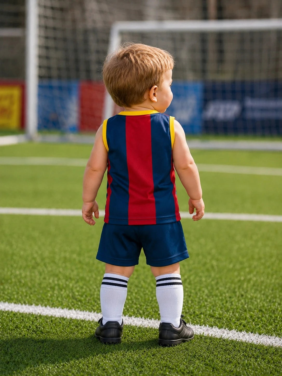 Baby Boy Summer Soccer Style Sports Set, Red & Blue Striped, #10 Print Mesh Tank Top & Shorts 2-Piece Set, Breathable Mesh Baby Jersey Uniform