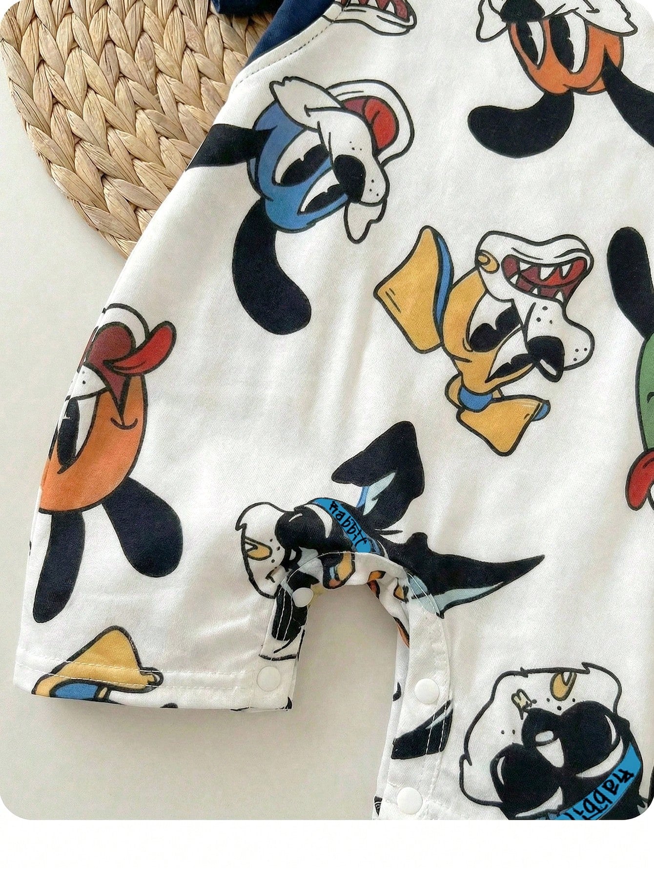 Baby Boy White Summer Casual Cute Family Matching Cartoon Animal Print Short Sleeve Romper,Colorblock Comfortable Romper For Daily Wear,Party,Photo