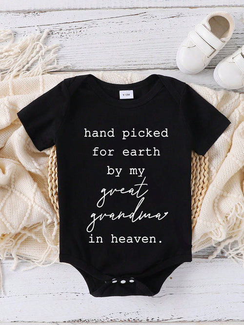 Baby Boys' Casual Letter Printed Short Sleeve Bodysuit, Summer