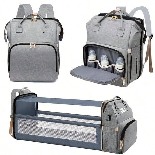 Baby Diaper Bag Backpack With Portable Changing Station, Waterproof Large Capacity Travel Bag With Changing Pad, Baby Stuff Organizer For Newborns