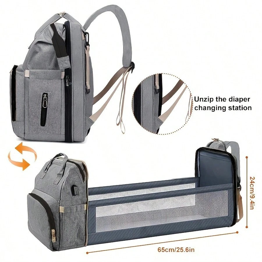 Baby Diaper Bag Backpack With Portable Changing Station, Waterproof Large Capacity Travel Bag With Changing Pad, Baby Stuff Organizer For Newborns