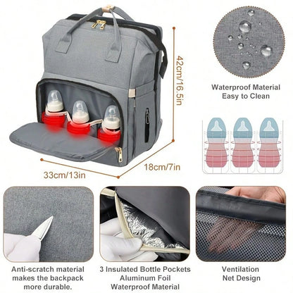 Baby Diaper Bag Backpack With Portable Changing Station, Waterproof Large Capacity Travel Bag With Changing Pad, Baby Stuff Organizer For Newborns