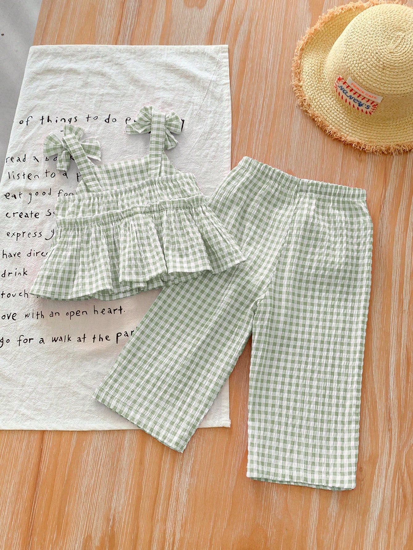 Baby Girl Babygirl Summer Cute Yellow Striped Camisole Top And Elastic Waist Pants Set