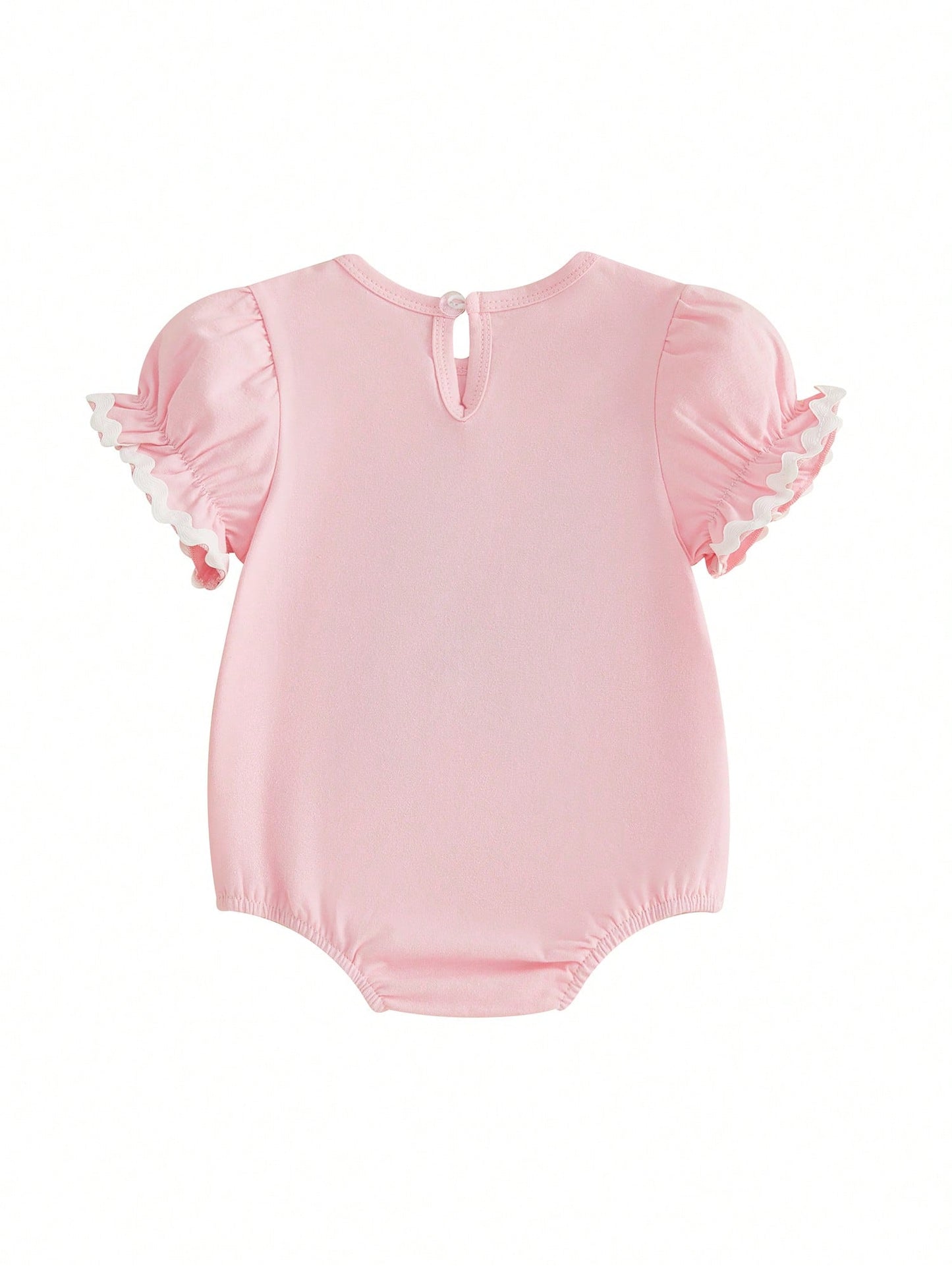 Baby Girl Back To School Romper Newborn Coming Home Outfit Infant Summer Clothes Scallop Trim Short Sleeve Fruit Bodysuit Tops