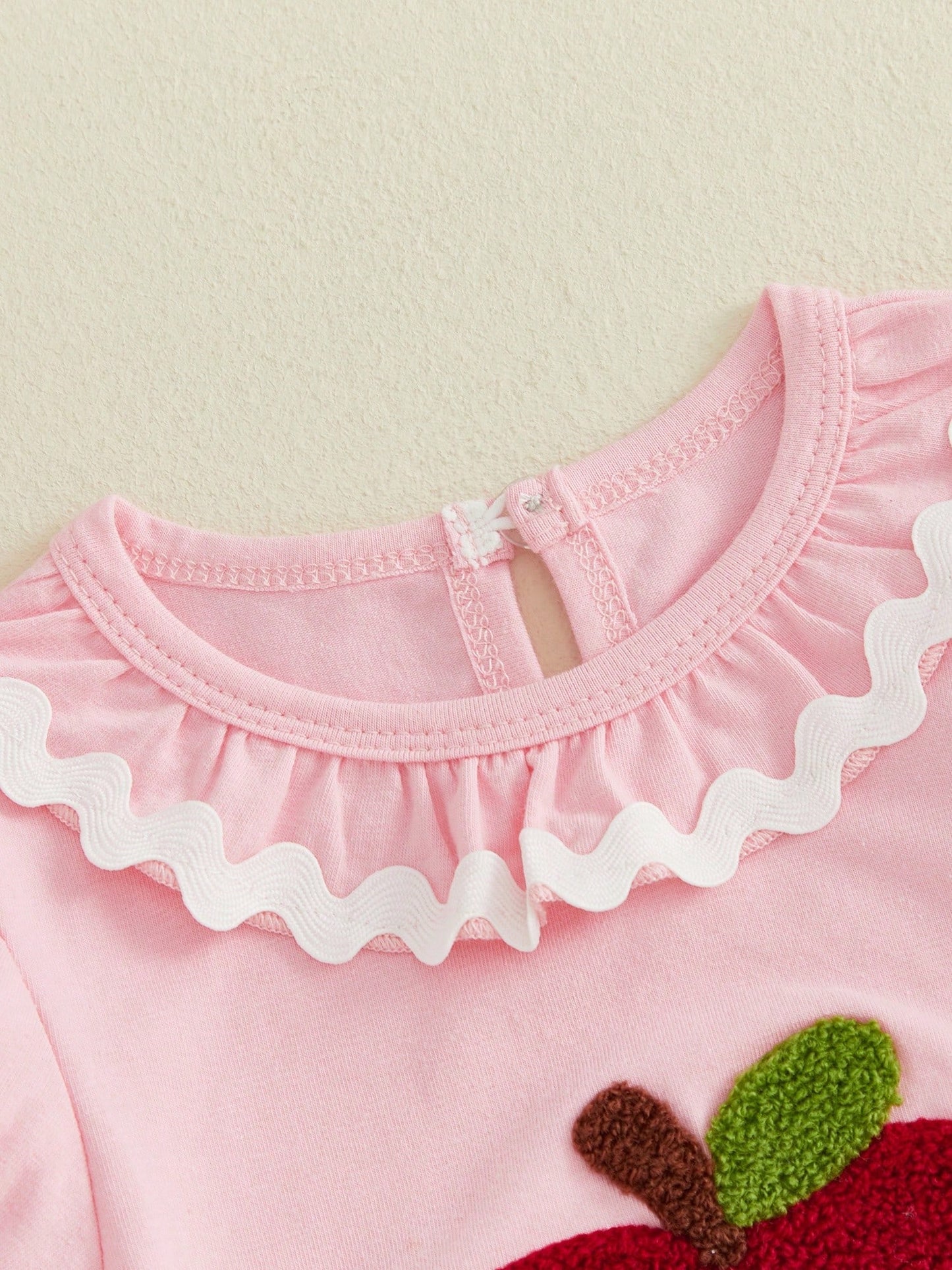 Baby Girl Back To School Romper Newborn Coming Home Outfit Infant Summer Clothes Scallop Trim Short Sleeve Fruit Bodysuit Tops
