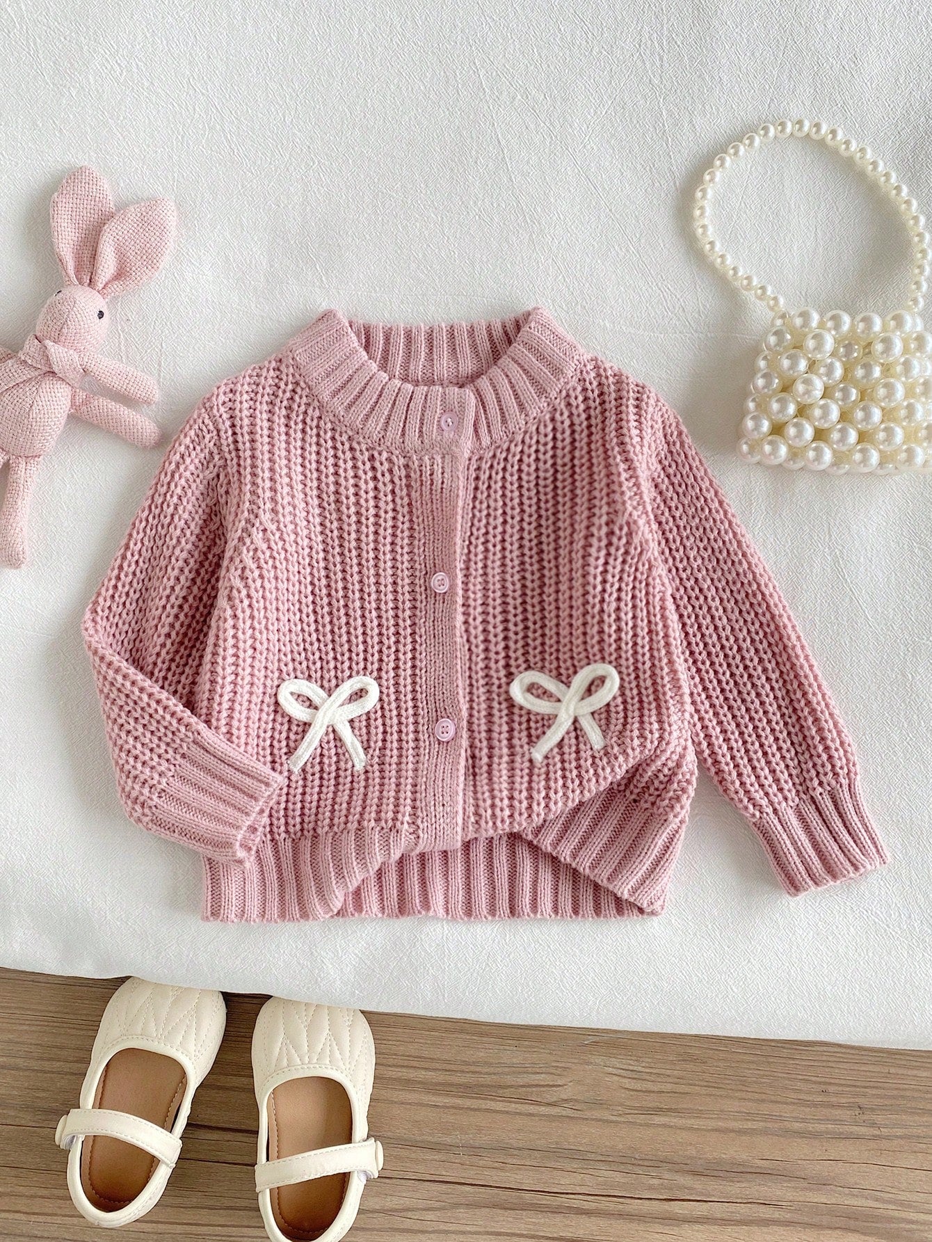 Baby Girl Bow Decor Cardigan