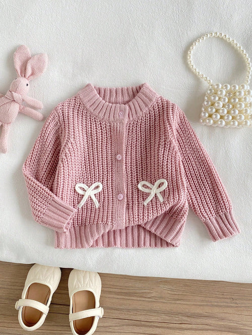 Baby Girl Bow Decor Cardigan