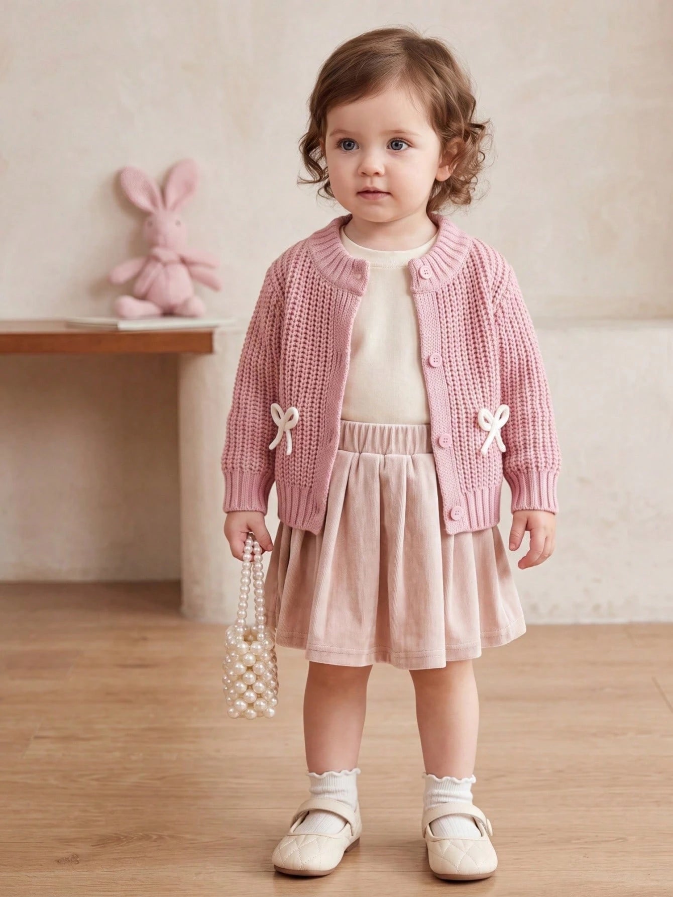 Baby Girl Bow Decor Cardigan