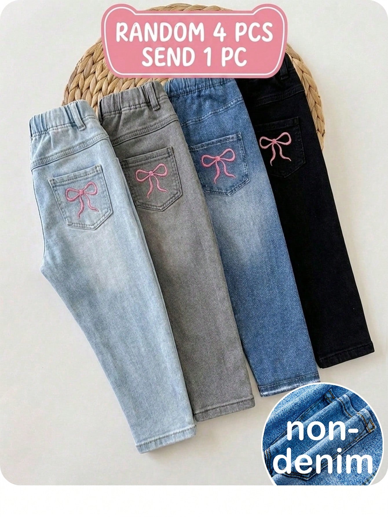 Baby Girl Cute Bow Knit Elastic Waist Pants, Summer