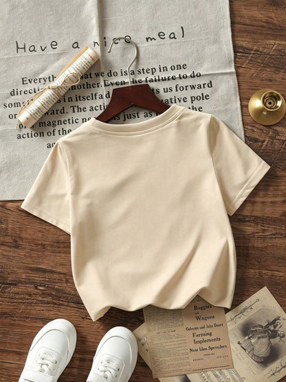 Baby Girl "I Love Dad So Much!" Slogan Print Short Sleeve T-Shirt, Casual Crew Neck Top Suitable For Toddlers