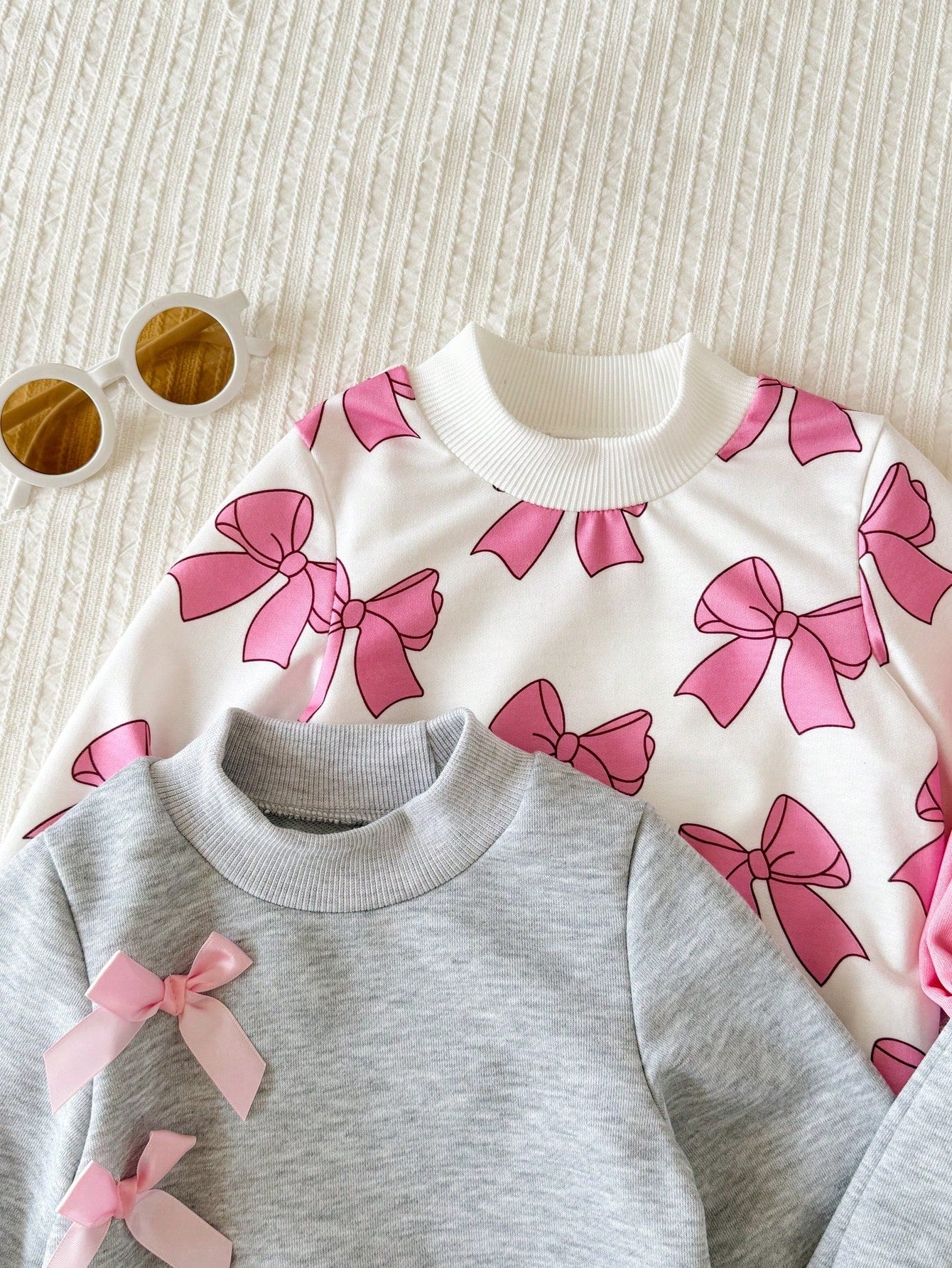 Baby Girl Minimalist Letter Pattern Knitted Soft Mid-High Neck Long Sleeve Pullover Casual Sweatshirt Elastic Waist Sweatpants 2-Piece Set