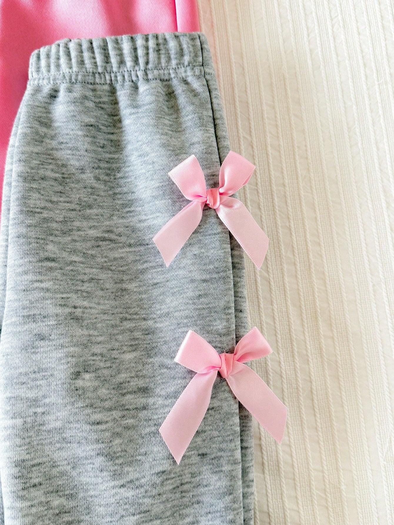 Baby Girl Minimalist Letter Pattern Knitted Soft Mid-High Neck Long Sleeve Pullover Casual Sweatshirt Elastic Waist Sweatpants 2-Piece Set