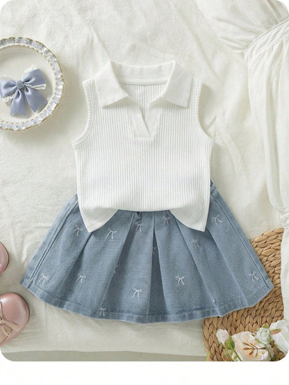 Baby Girl White Summer Casual Top,Mommy And Me Matching Mothers Day Sweet Collegiate Style,Back-To-School,Carrer Day Daily Wear Preschool Party