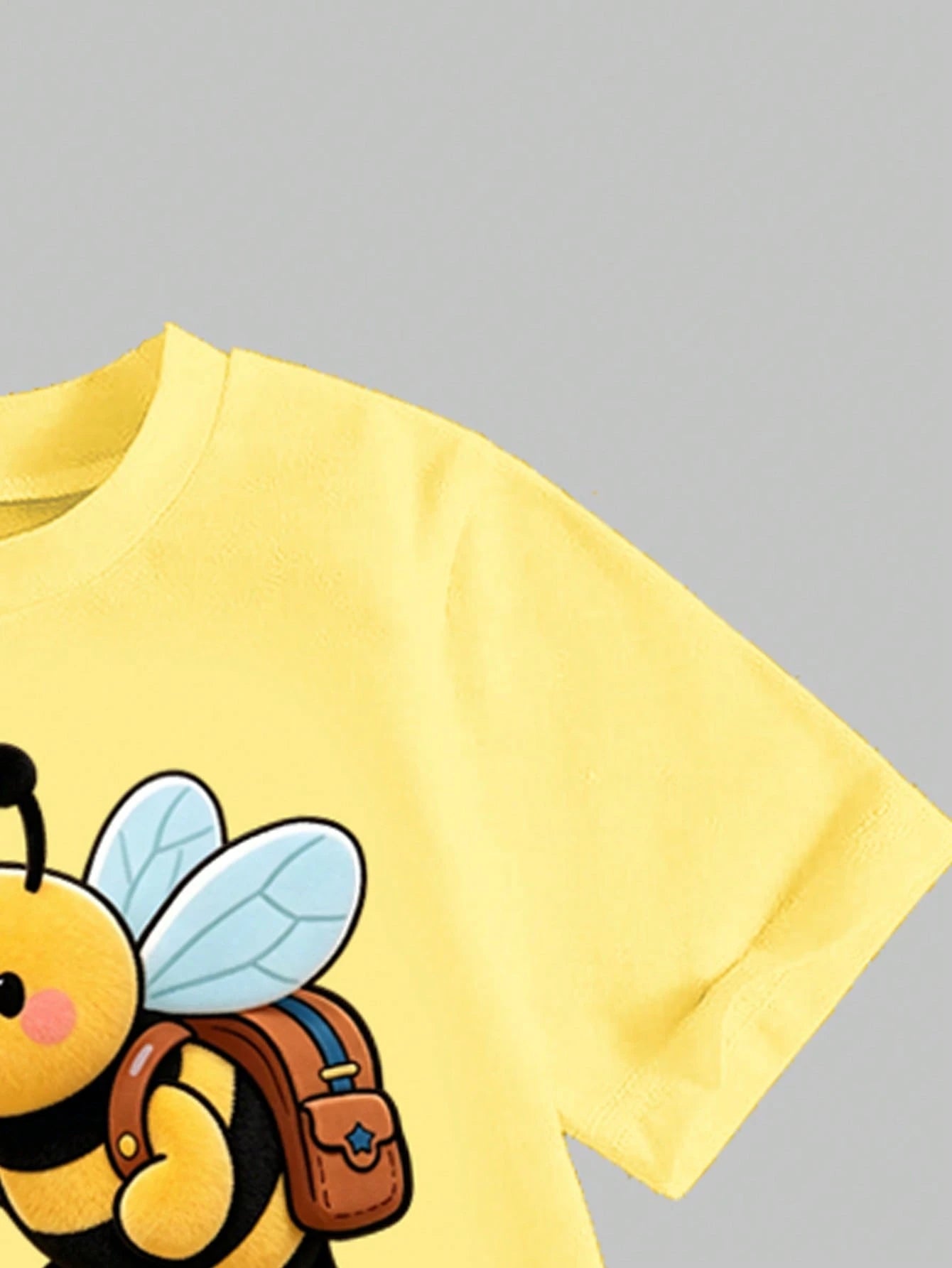 Baby Girls 2pcs/Set Casual Fashion Versatile Spring Summer Infant Toddler Girl T-Shirt Set, Cute Sweet Lemon Yellow Top With Cartoon Little Bee And Flower Pattern, Loose Round Neck Short Sleeve