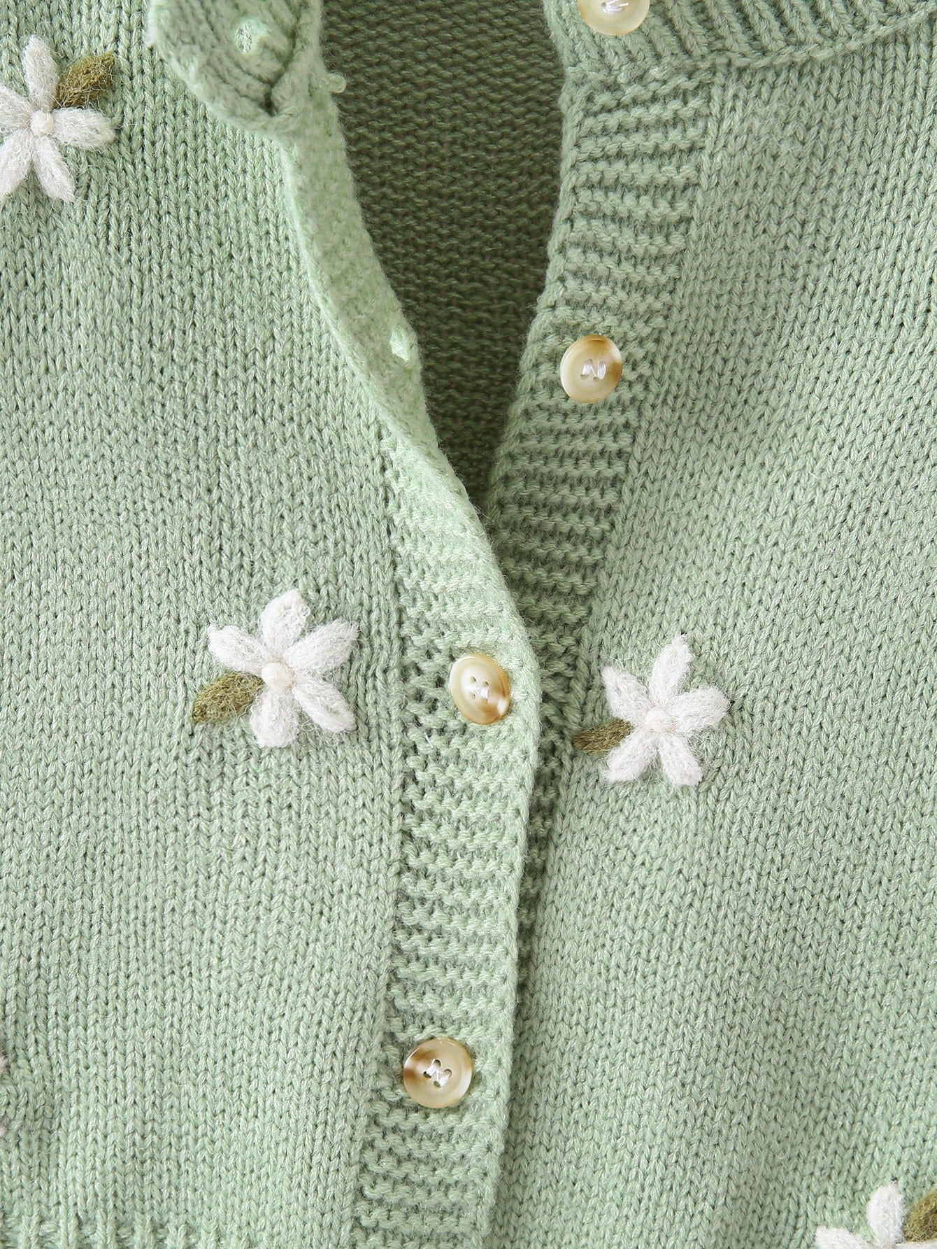 Baby Girls Cardigans, Round Neck Knitted Cardigan, Green Hand-Embroidered Sweater, Heavy Workmanship, Exquisite Cartoon Cute Flutter Sleeve, Lady Style, Simple Basic Versatile, Comfortable Soft