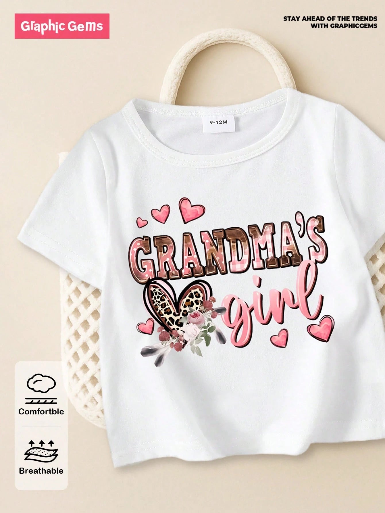 Baby Girls' Cute Summer Casual Black Short T-Shirt,Pink And Black Leopard Heart Floral Letter Graphic Print,Family Matching Cozy Comfortable Top