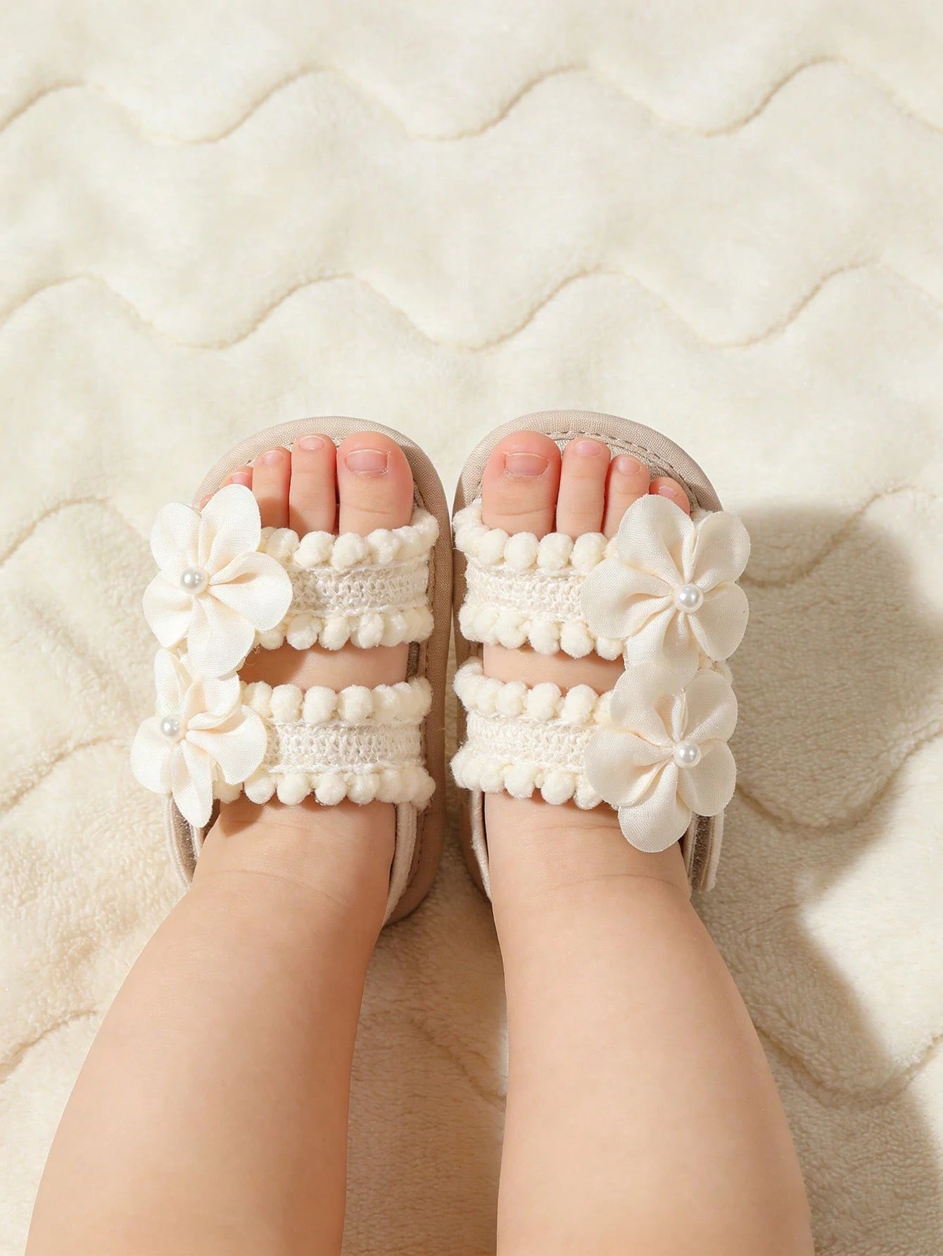 Baby Girls' Summer Outdoor Toddler Shoes With 3D Flower Decor