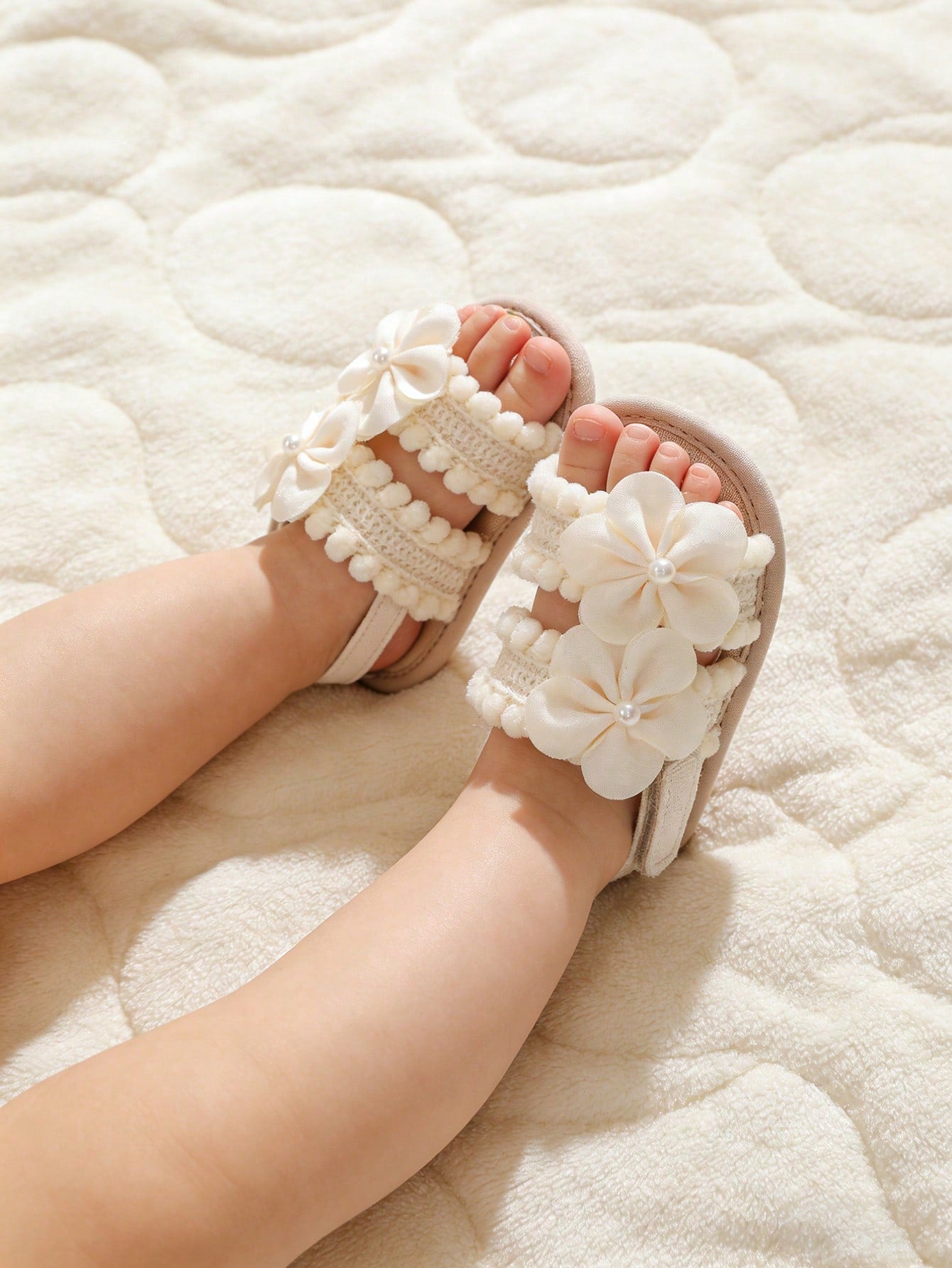 Baby Girls' Summer Outdoor Toddler Shoes With 3D Flower Decor