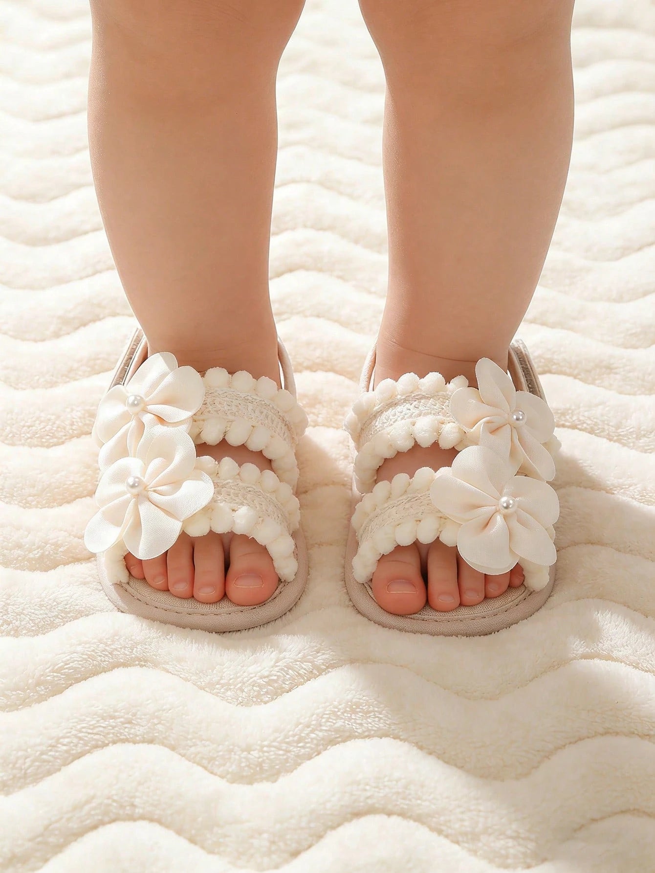 Baby Girls' Summer Outdoor Toddler Shoes With 3D Flower Decor