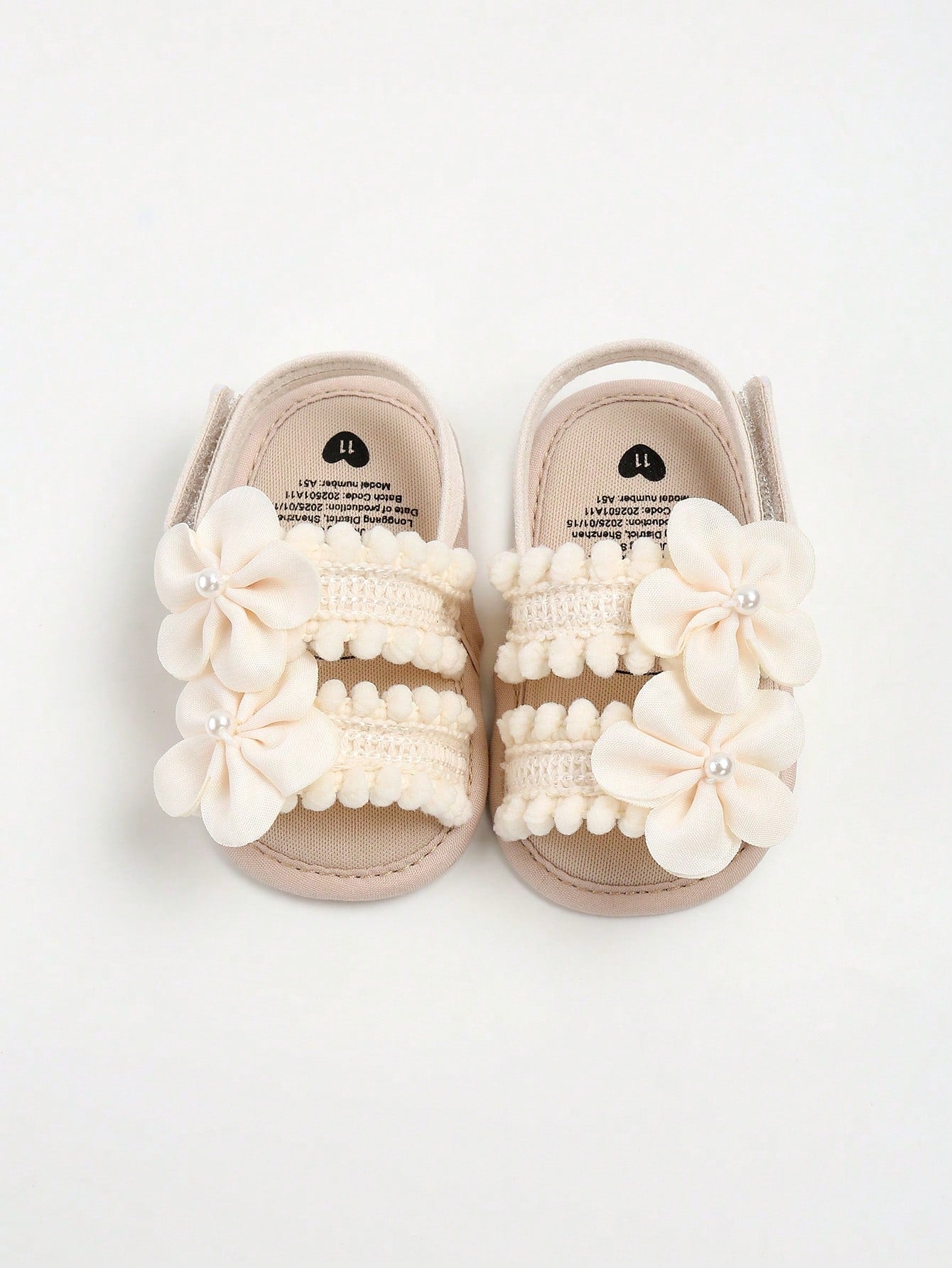 Baby Girls' Summer Outdoor Toddler Shoes With 3D Flower Decor