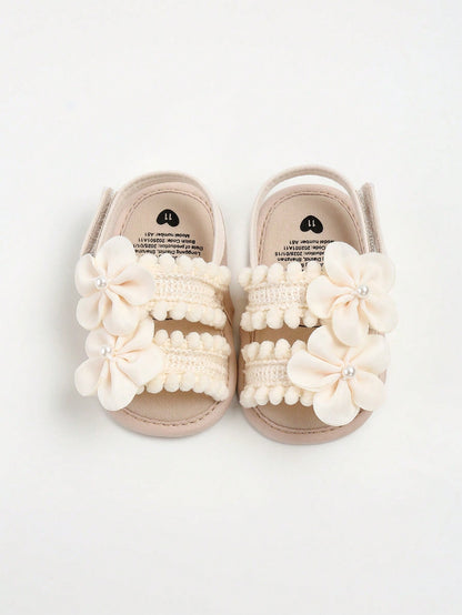 Baby Girls' Summer Outdoor Toddler Shoes With 3D Flower Decor