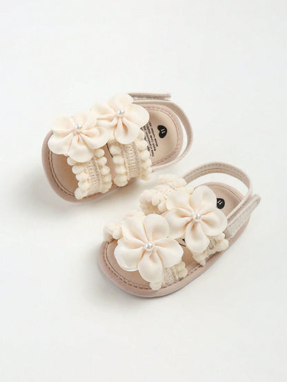 Baby Girls' Summer Outdoor Toddler Shoes With 3D Flower Decor