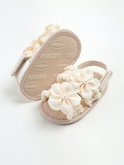 Baby Girls' Summer Outdoor Toddler Shoes With 3D Flower Decor