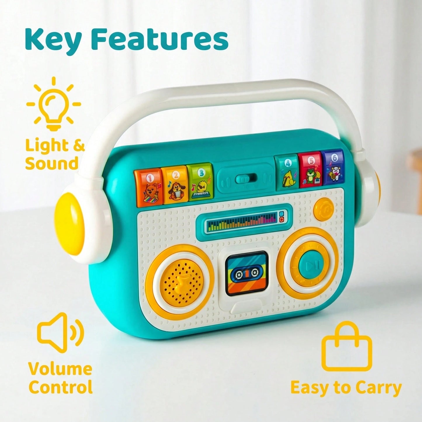 Baby Learning Music Player Simulation Radio With Lights And Songs, For Infants 12 Months And Older, Toddler Radio Design Music Toy, Baby Music Light Toy, Parent-Child Toy Gift