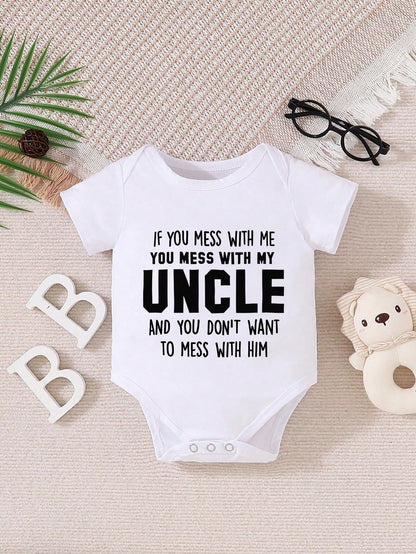 Baby Monogram Print One-Piece Short-Sleeved Cute Creeper