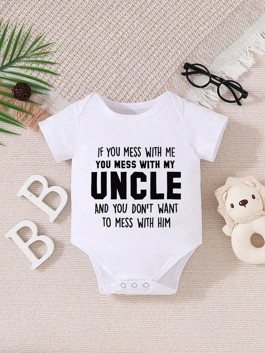 Baby Monogram Print One-Piece Short-Sleeved Cute Creeper