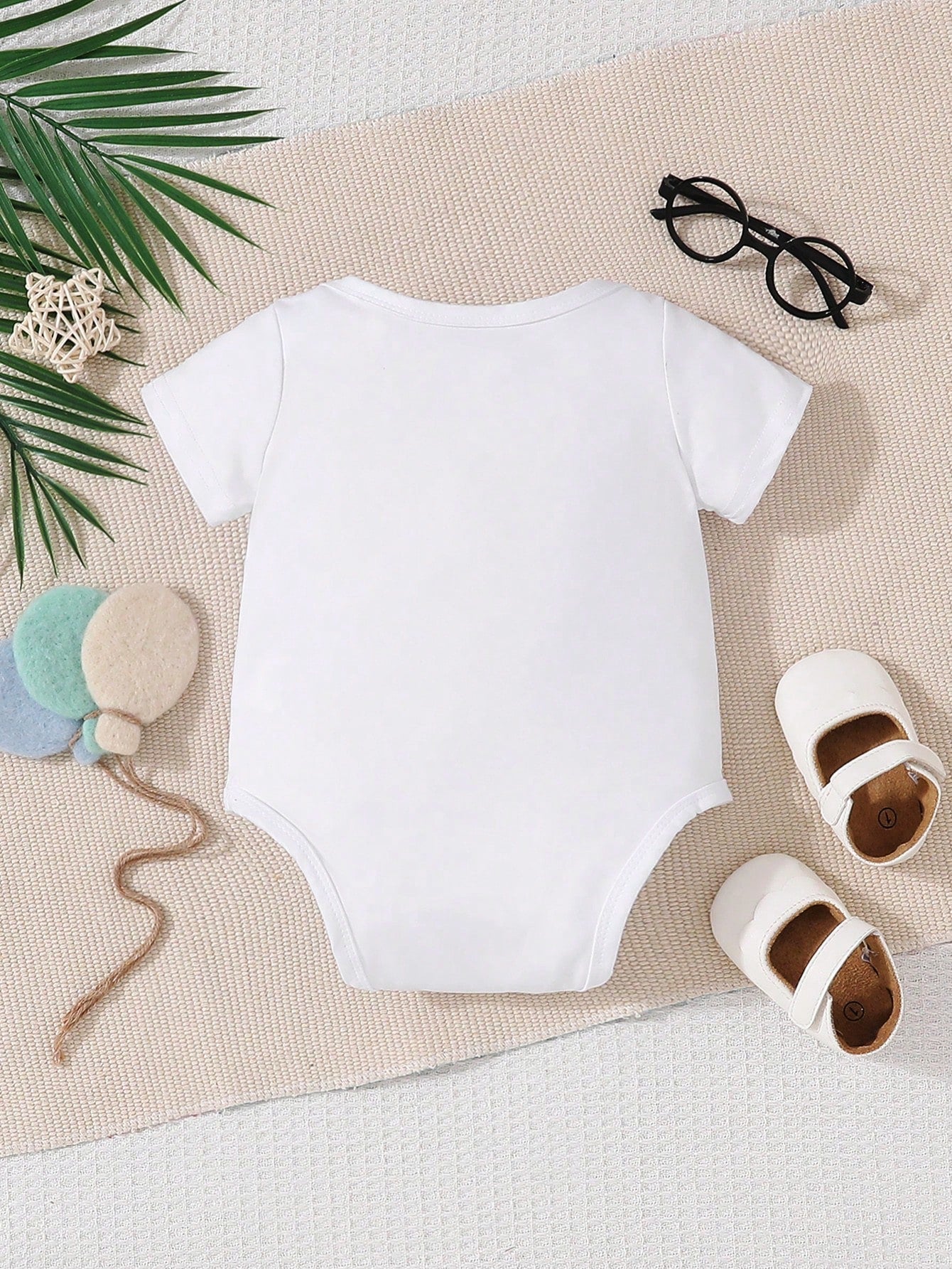 Baby Monogram Print One-Piece Short-Sleeved Cute Creeper