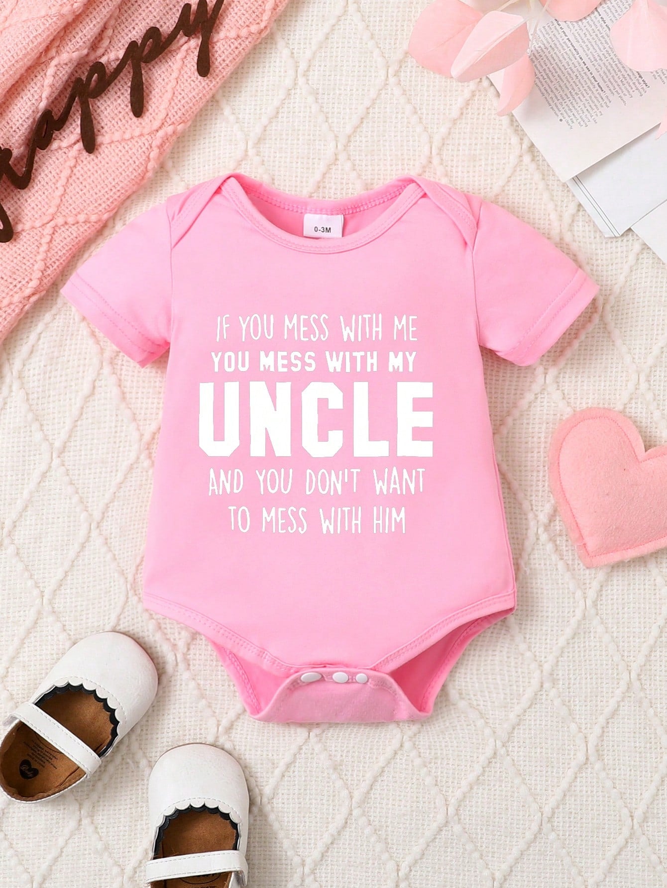 Baby Monogram Print One-Piece Short-Sleeved Cute Creeper