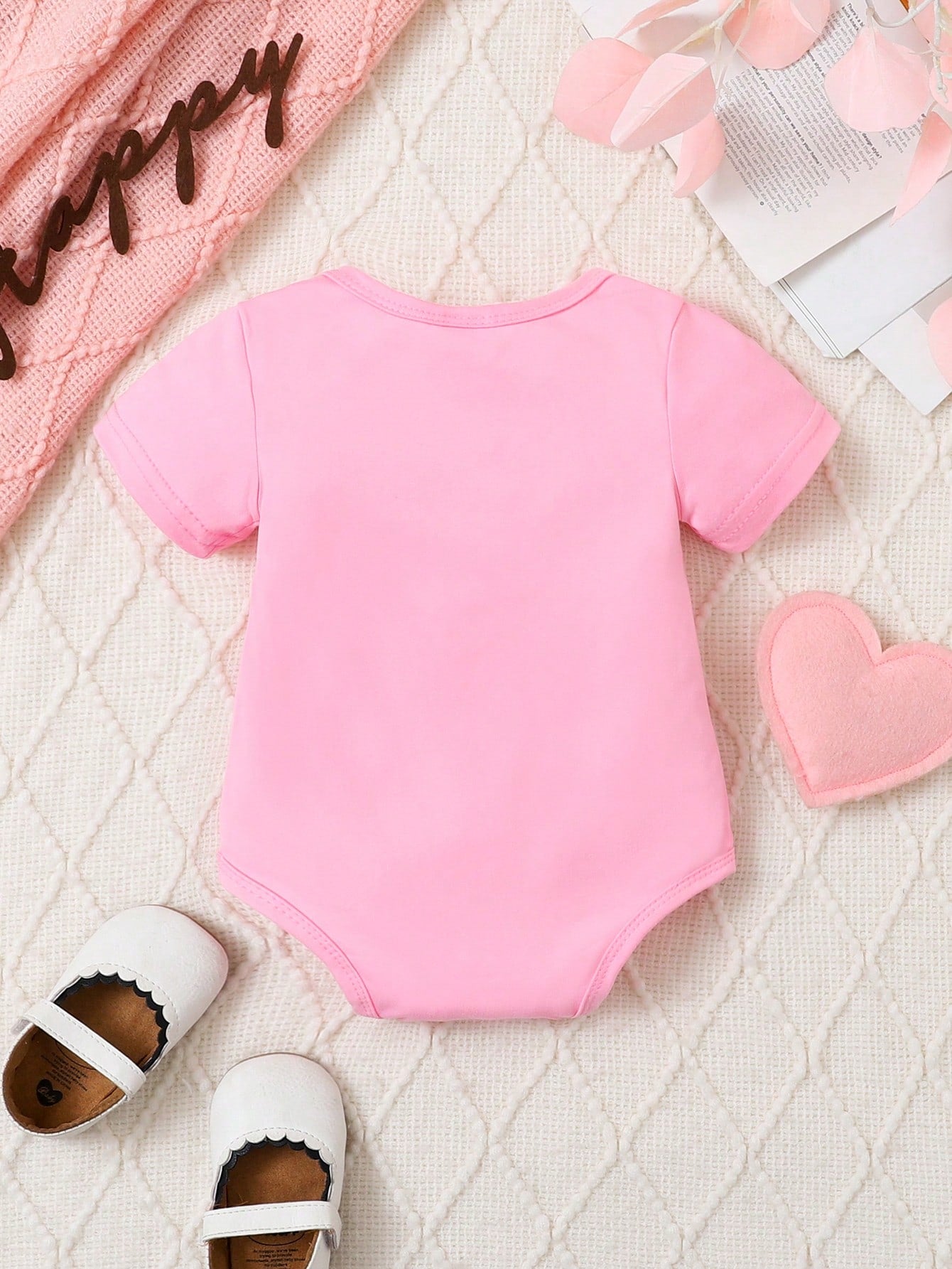 Baby Monogram Print One-Piece Short-Sleeved Cute Creeper