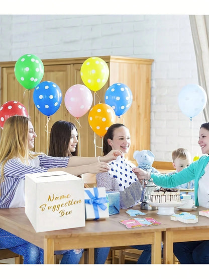 Baby Name Voting Box, Includes 30 Cards, White Foil Paper Cardboard Newborn Name Suggestion Collection Box, Gender Reveal Party Decoration, Baby Shower Guest Interaction Prop, Suitable For Wedding, Bi