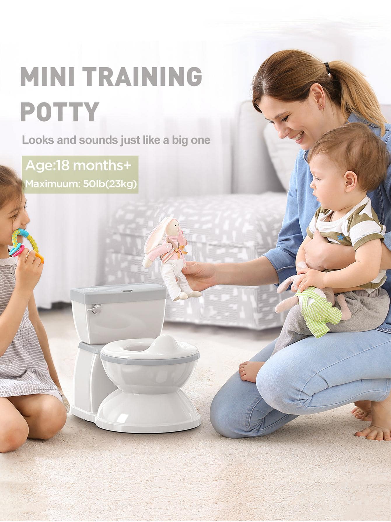 Baby Potty Training Toilet With Realistic Flushing Sound & Feel Like An Adult Toilet, Removable Pot, With Storage Tank And Toilet Paper Holder