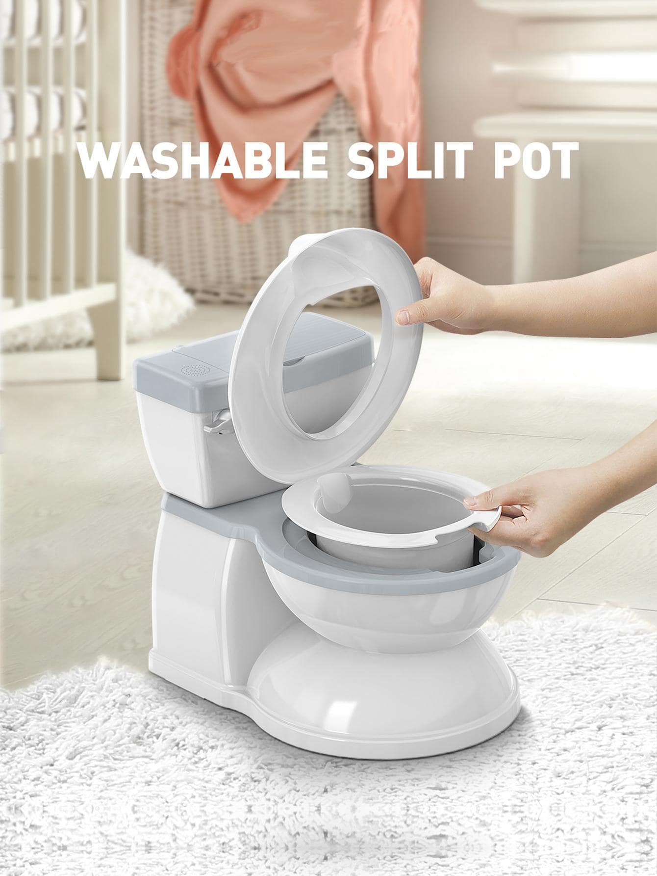 Baby Potty Training Toilet With Realistic Flushing Sound & Feel Like An Adult Toilet, Removable Pot, With Storage Tank And Toilet Paper Holder