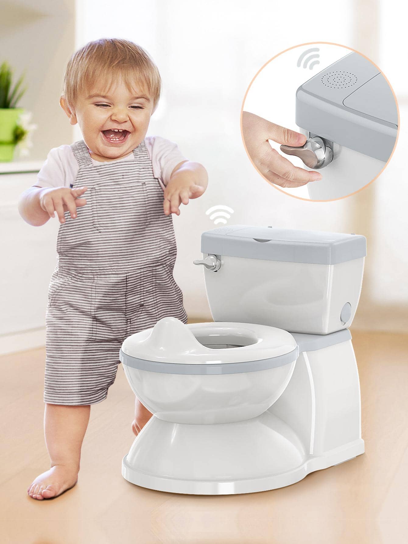 Baby Potty Training Toilet With Realistic Flushing Sound & Feel Like An Adult Toilet, Removable Pot, With Storage Tank And Toilet Paper Holder